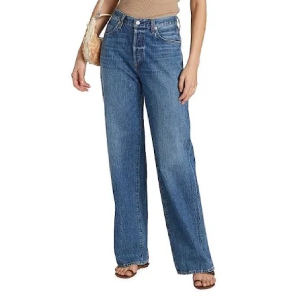 Citizens of Humanity Amina Wide Leg Trouser Jean in Medium Denim, Size 27